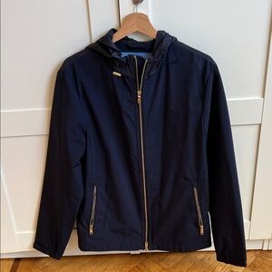 Zara Men's Navy Hooded Rain Jacket